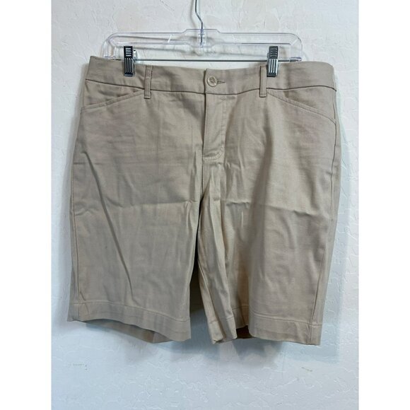 St John's Bayj Bermuda Tan Khaki Shorts Sz 14P Petite 9" Inseam - Picture 1 of 7